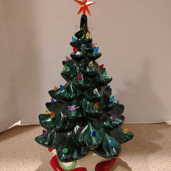 Vintage Tall Ceramic Christmas Tree with Base 18" - Picture 1 of 11